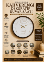 36 cm Kahverengi Dekoratif Duvar Saati (PP-3648I)