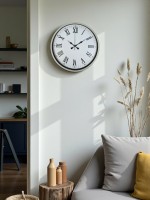 36 cm Krem Roma Rakamlı Duvar Saati – Roma Rakamlı Beyaz Kadran
