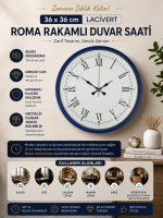 36 cm Lacivert Roma Rakamlı Duvar Saati (PP-3655V)