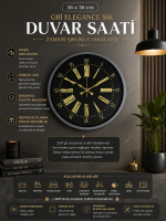36 cm Gri Şık Dekoratif Duvar Saati