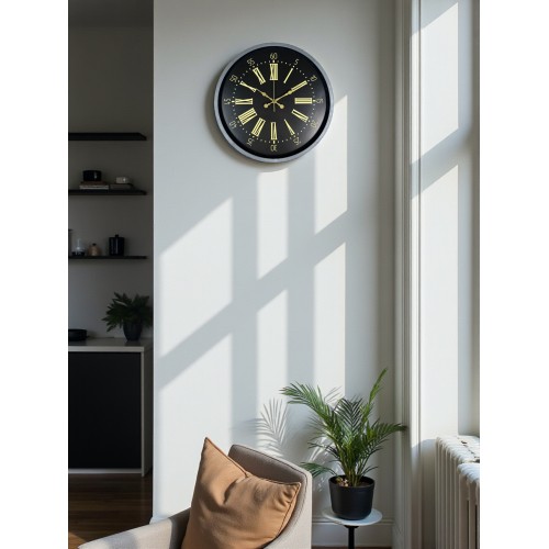 36 cm Gri Şık Dekoratif Duvar Saati