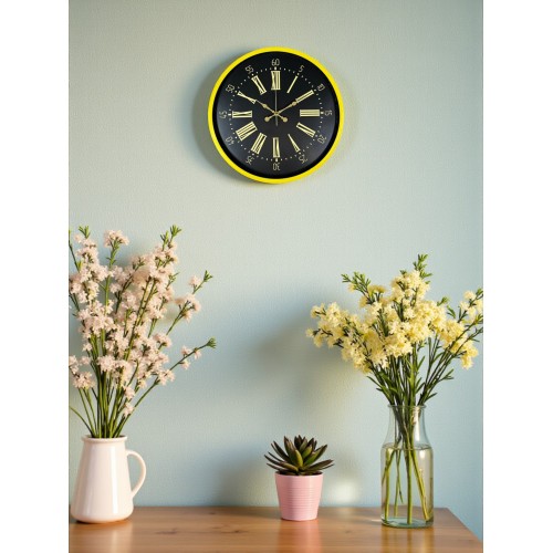 36 cm Sarı Modern Duvar Saati