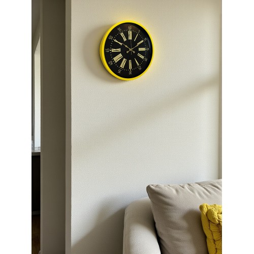 36 cm Sarı Modern Duvar Saati