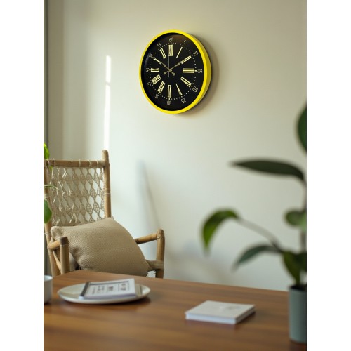 36 cm Sarı Modern Duvar Saati