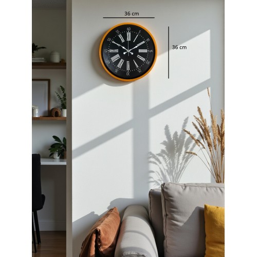 36 cm Turuncu Dekoratif Duvar Saati (PP-3659O)