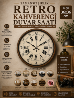 36 cm Kahverengi Retro Duvar Saati