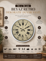 36 cm Beyaz Retro Dekoratif Duvar Saati