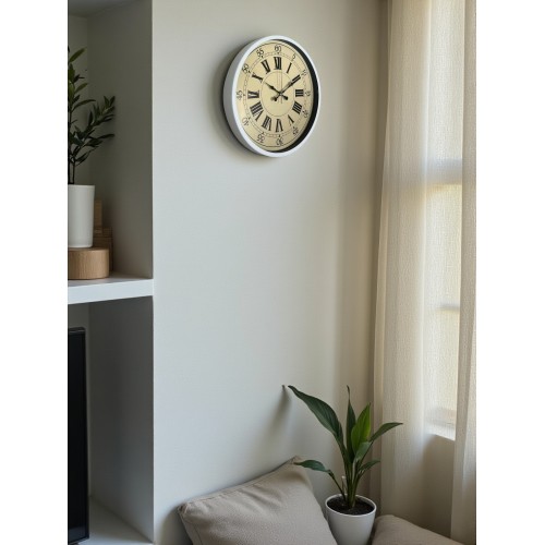 36 cm Beyaz Retro Dekoratif Duvar Saati