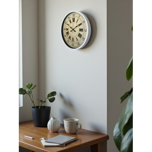36 cm Beyaz Retro Dekoratif Duvar Saati