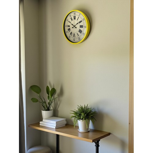36 cm Sarı Retro Duvar Saati