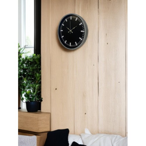 36 cm Gri Dekoratif Duvar Saati (PP-3687K)