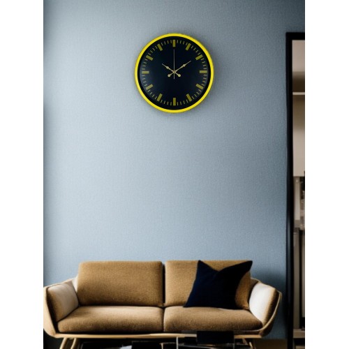 36 cm Sarı Dekoratif Duvar Saati – Roma Rakamlı Lacivert Kadran (PP-3688Y)