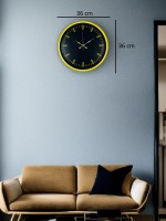 36 cm Sarı Dekoratif Duvar Saati – Roma Rakamlı Lacivert Kadran (PP-3688Y)
