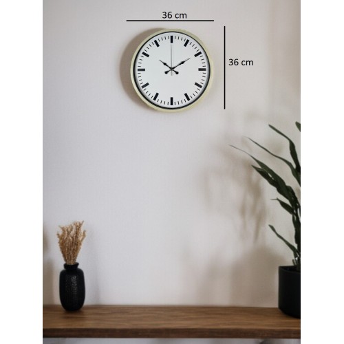 36 cm Sade Dekoratif Duvar Saati – Sade Tasarım Beyaz Kadran