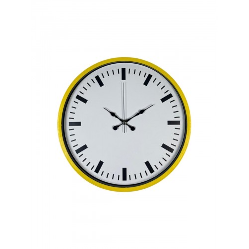 36 cm Sarı Dekoratif Duvar Saati – Rakamlı Beyaz Kadran (PP-3689Y)