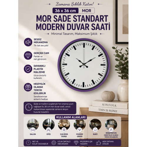 36 cm Sade Standart Duvar Saati