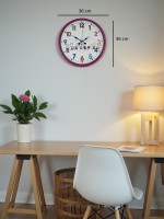 36 cm Pembe Çocuk Odası Duvar Saati – Çocuk Odası Renkli Rakamlı (PP-3693P)