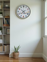 36 cm Krem Çocuk Odası Duvar Saati – Çocuk Odası Renkli Rakamlı (PP-3693X)