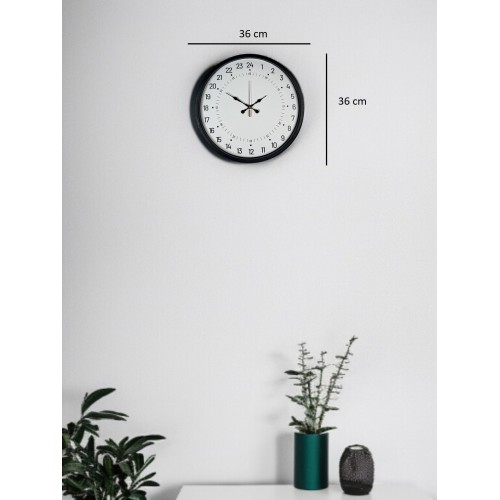 36 cm Siyah 24 Saat Göstergeli Duvar Saati