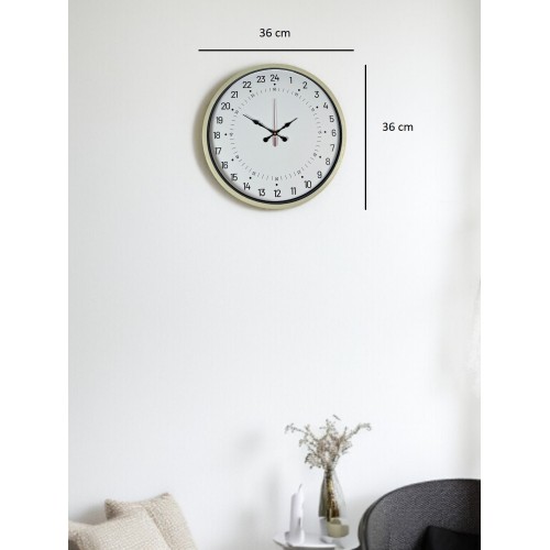36 cm Krem 24 Saat Göstergeli Duvar Saati