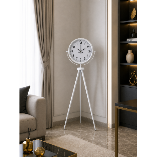 Soft White Dekoratif Tripod Ayaklı Saat