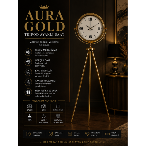 Aurora Gold Ayaklı Tripod Saat