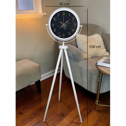 Premium Mermer Desenli Tripod Ayaklı Saat