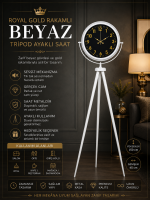 Royal Gold Rakamlı Beyaz Tripod Ayaklı Saat