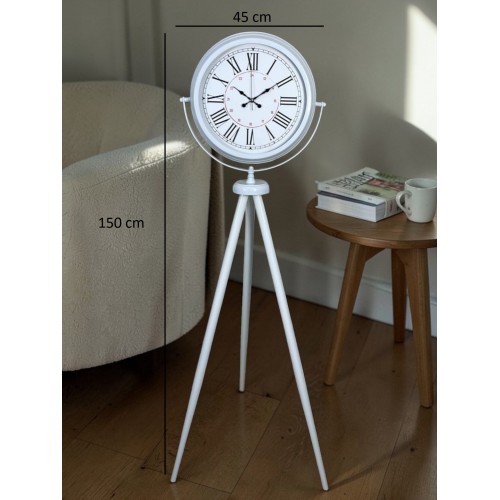 Roma Rakamlı Beyaz Tripod Ayaklı Saat