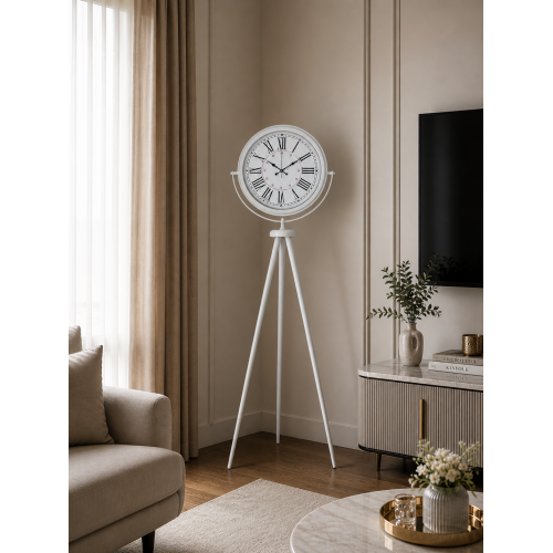 Roma Rakamlı Beyaz Tripod Ayaklı Saat