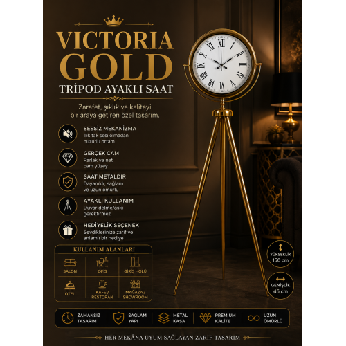 Victoria Gold Tripod Ayaklı Saat