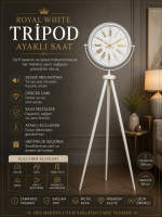 Royal White Gold Roma Rakam Tripod Ayaklı Saat
