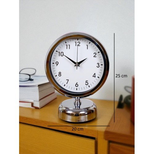 Noble Time 25 x 20 cm Metal Krom Masa Saati – Klasik Seri