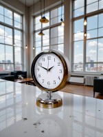Noble Time 25 x 20 cm Metal Krom Masa Saati – Silver Aura Serisi