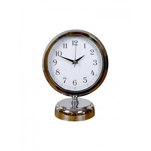 Noble Time 25 x 20 cm Metal Krom Masa Saati – Silver Aura Serisi