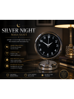 Silver Night 25 x 20 cm Krom Zarif Masa Saati
