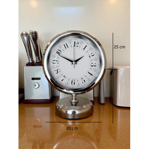 Classic Series Silver 25 x 20 cm Metal Krom Masa Saati