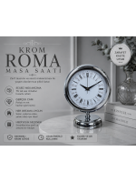 Krom Motifli 25 x 20 cm Metal Masa Saati