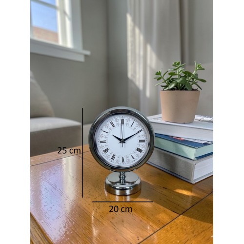 Krom Motifli 25 x 20 cm Metal Masa Saati