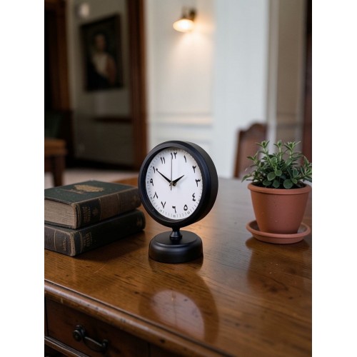 Siyah Arap Rakamlı 25 x 20 cm Metal Masa Saati