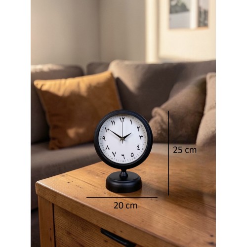 Siyah Arap Rakamlı 25 x 20 cm Metal Masa Saati