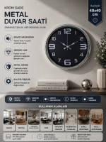 Krom Sade 40 cm Metal Duvar Saati