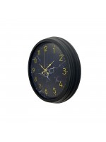 Siyah 40 cm Mermer Desenli Metal Duvar Saati