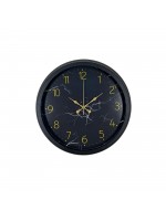 Siyah 40 cm Mermer Desenli Metal Duvar Saati