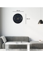 Siyah 40 cm Mermer Desenli Metal Duvar Saati