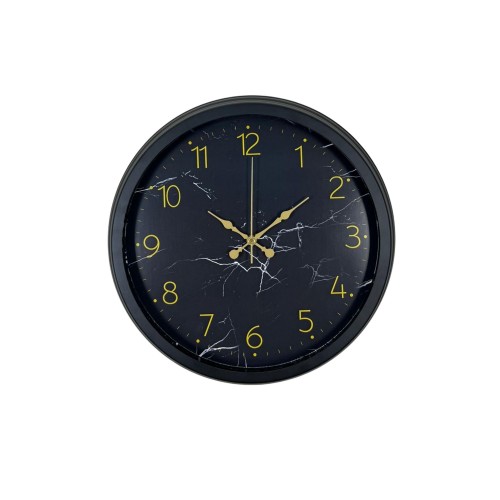 Siyah 40 cm Mermer Desenli Metal Duvar Saati