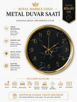 Royal Marble Gold 40 cm Metal Duvar Saati
