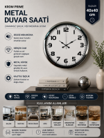 Krom Prime 40 cm Metal Duvar Saati