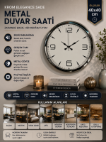 Krom Elegance 40 cm Metal Duvar Saati