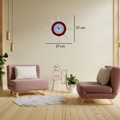 Kırmızı Kavelalı Dümen Duvar Saati (PL-D3701R)